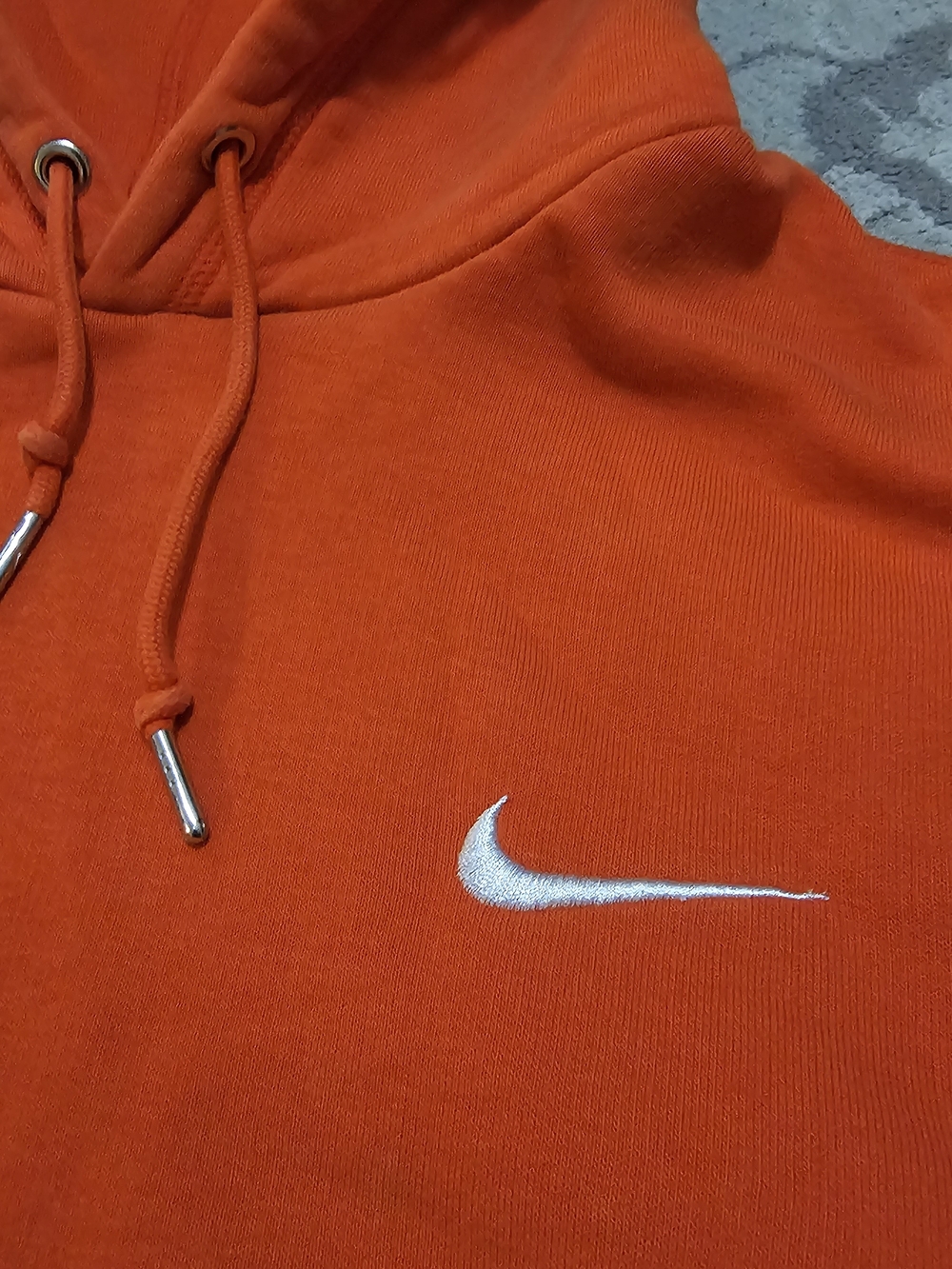 Vintage Y2k Nike Men's Orange Pullover Hoodie - Picture 3 of 7